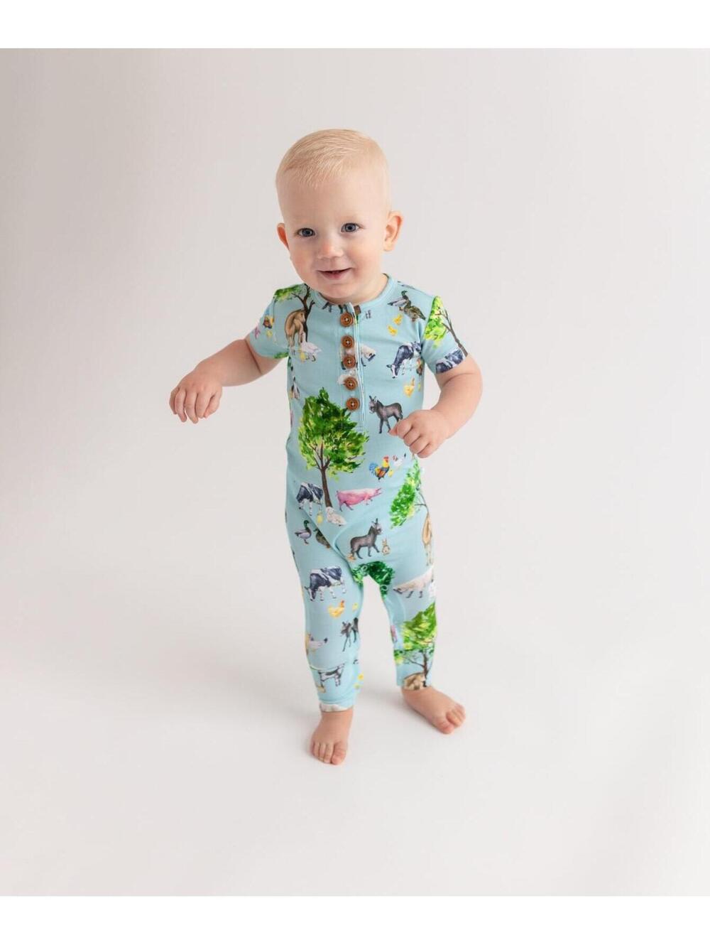 Posh Peanut Brayden Short Sleeve Henley Bamboo Size 6-9 months